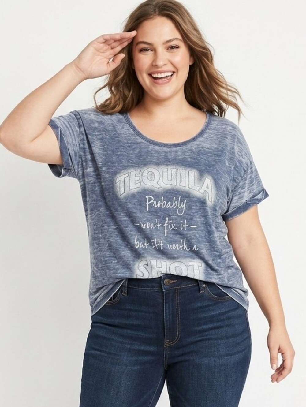 Maurices Blue Acid Wash Tequila Tee - XL
